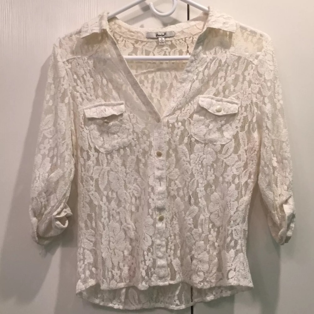 White sheer blouse